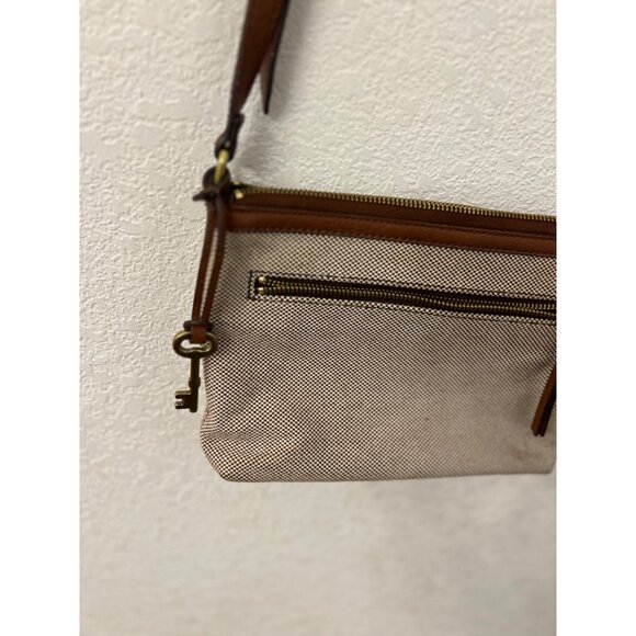 Fossil Crossbody Purse Canvas Leather Bag - Picture 3 of 10